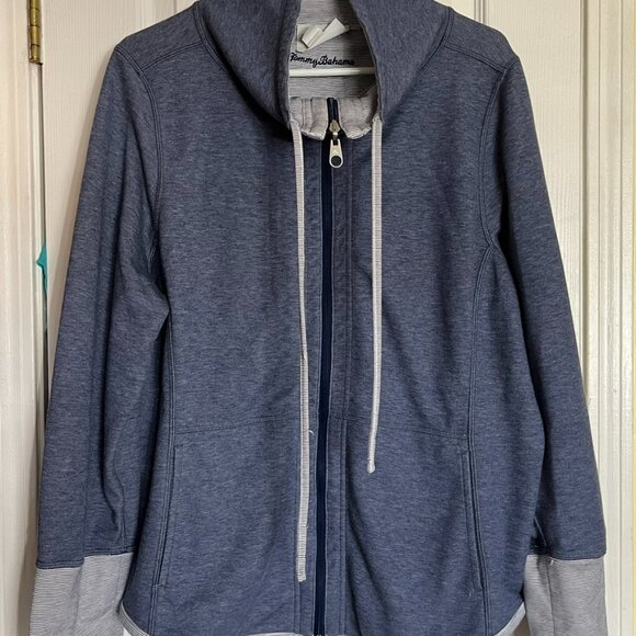 Tommy Bahama Reversible Full Zip  Blue/Gray Women's Sweater   Hight Neck Sz XL - Picture 4 of 11